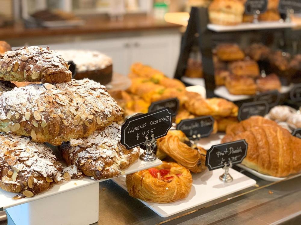 Almond croissants and Danish pastries at Le Paris Artisan & Gourmet Café in Napa