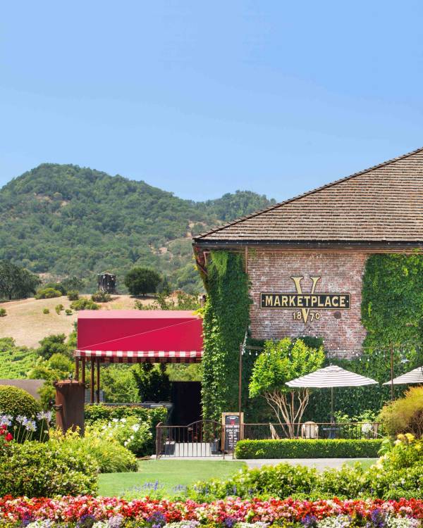 Exterior of V Marketplace in Yountville, Napa Valley