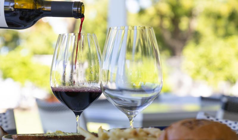 Wine pouring at Brix Restaurant & Gardens in Napa Valley, CA