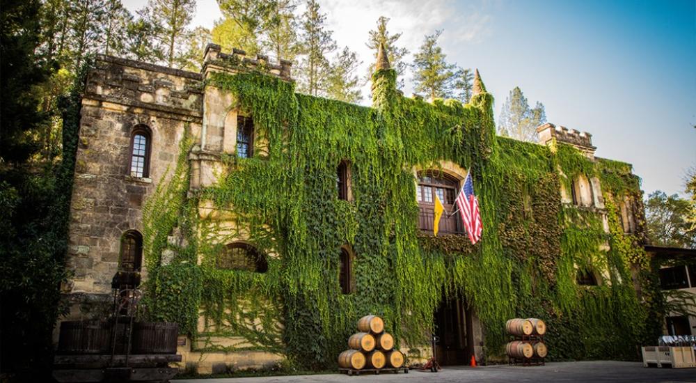 The ivy-covered main building at Chateau Montelena was built in 1888.