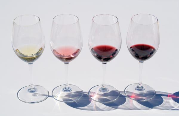 Glasses of White, Rose, Red wines from Napa Valley