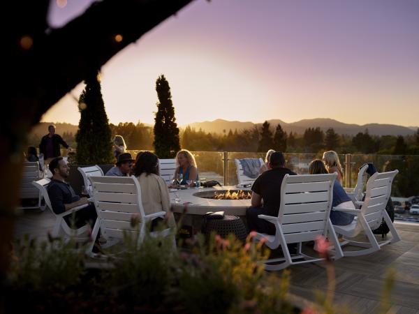 Sunset Party on Sky & Vine Rooftop Bar in Napa