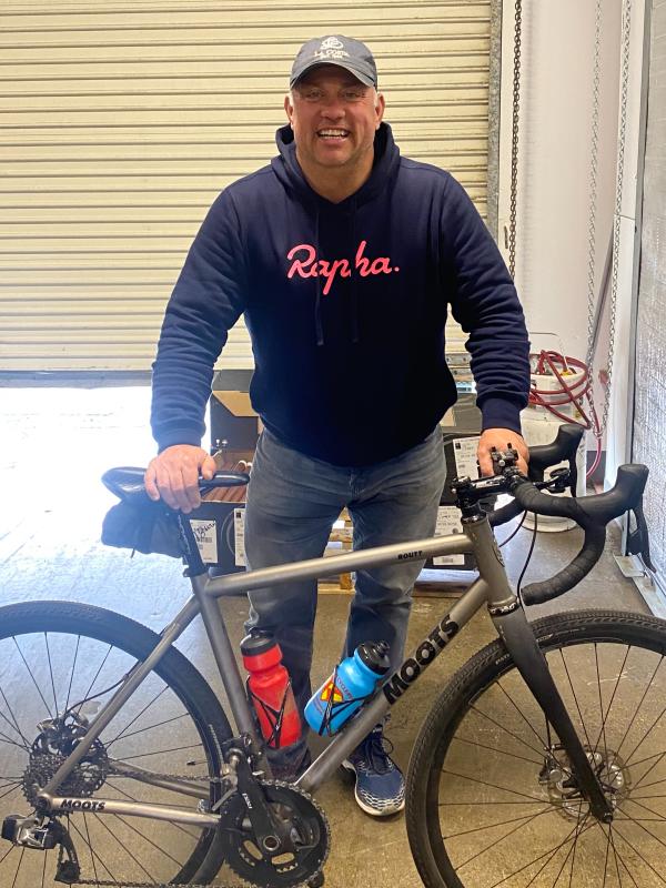 Winemaker Tony Biagi Amici Cellars and his bike